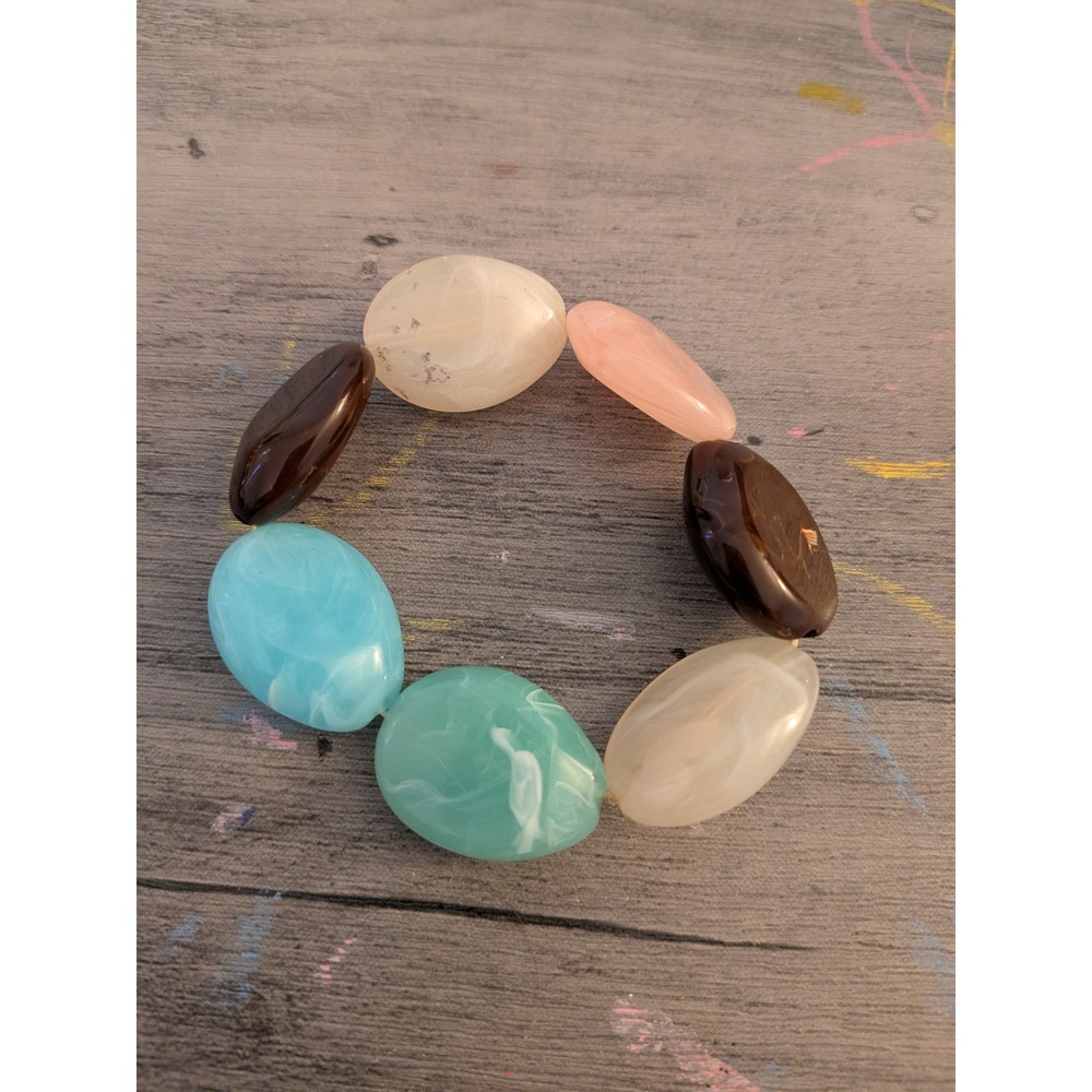 Multi‎ Color Chunky Resin Bead Stretch Bracelet Boho Statement Acrylic Jewelry